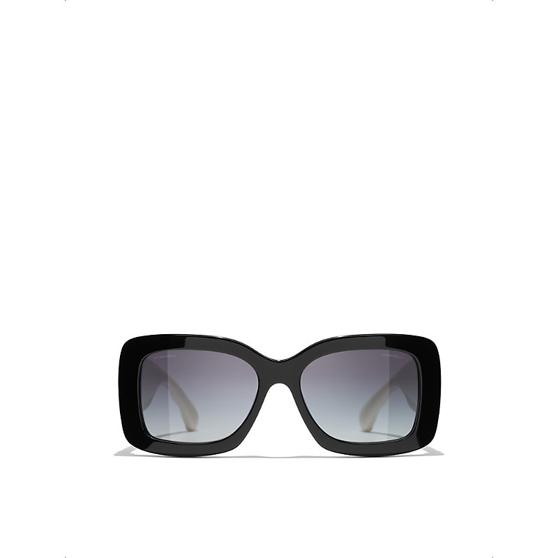 Pre-owned Chanel Womens Black Rectangle Sunglasses
