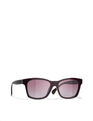 Pre-owned Chanel Womens Red Ch5484 Square-frame Acetate Sunglasses