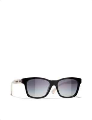 Pre-owned Chanel Womens Black Ch5484 Square-frame Acetate Sunglasses