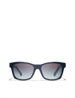 Pre-owned Womens Blue Ch5484 Square-frame Acetate Sunglasses