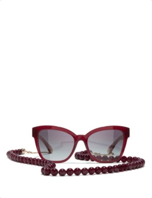 Pre-owned Chanel Womens Red Square Sunglasses