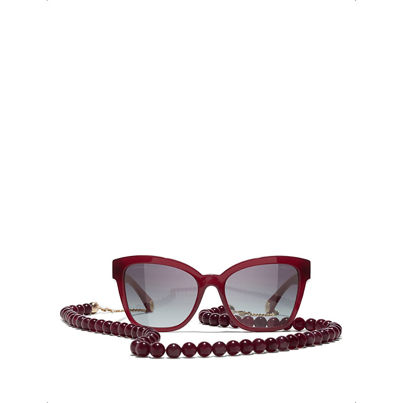Pre-owned Chanel Womens Red Square Sunglasses