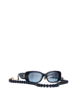 Pre-owned Chanel Womens Blue Ch5488 Rectangular-frame Brand-plaque Acetate Sunglasses