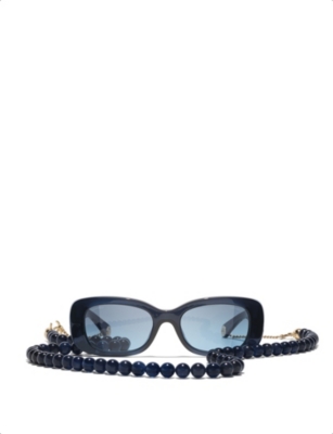 Pre-owned Chanel Womens Blue Ch5488 Rectangular-frame Brand-plaque Acetate Sunglasses