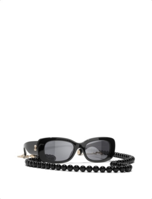 Pre-owned Chanel Womens Black Ch5488 Rectangular-frame Brand-plaque Acetate Sunglasses