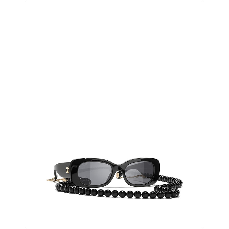 Pre-owned Chanel Womens Black Ch5488 Rectangular-frame Brand-plaque Acetate Sunglasses
