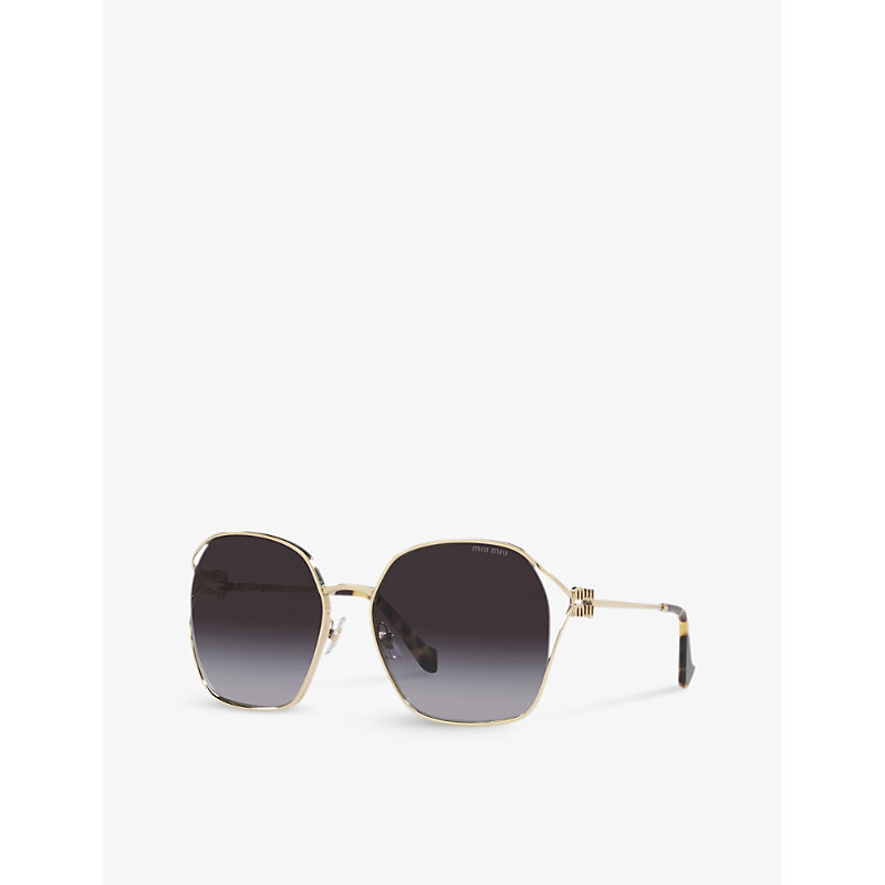 Shop Miu Miu Women's Gold Mu 52ws Square-frame Metal Sunglasses