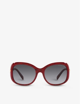 Prada Womens Grey Pr 04zs Square-frame Acetate Sunglasses