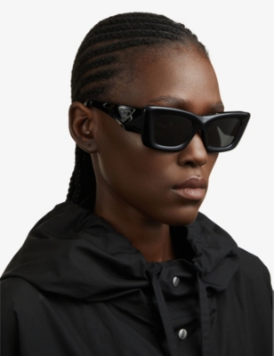 Shop Prada Womens Black Pr 13zs Cat-eye Acetate Sunglasses