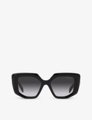 Shop Prada Women's Black Pr 14zs Irregular-frame Acetate Sunglasses