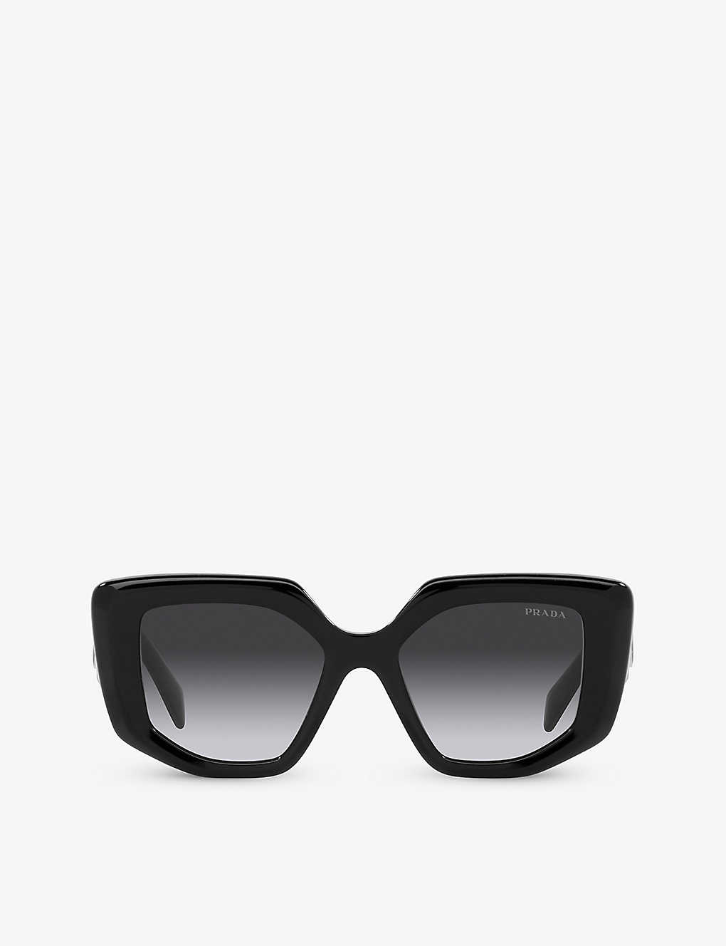 Prada Womens Black Pr 14zs Irregular-frame Acetate Sunglasses