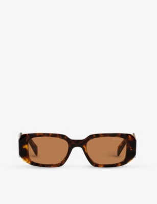 Prada Womens Yellow Pr 17ws Rectangle-frame Acetate Sunglasses In Yellow