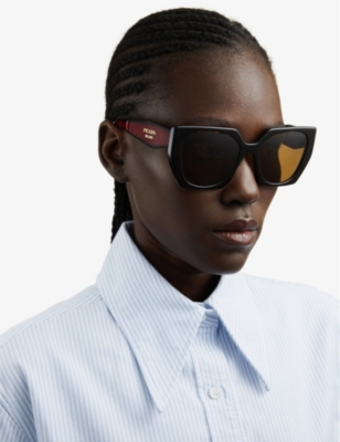 PRADA: PR 15WS rectangle-frame tortoiseshell-effect acetate sunglasses