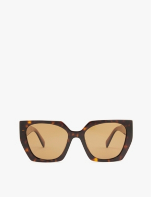 Prada Womens Brown Pr 15ws Rectangle-frame Tortoiseshell-effect Acetate Sunglasses