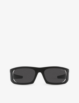 Prada Linea Rossa Womens Black Ps 02ys Wrap-around Nylon Sunglasses
