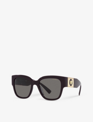 Shop Versace Women's Red Ve4437u Pillow-frame Acetate Sunglasses