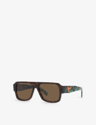 Prada Womens Pr 22ys Pilot-frame Acetate Sunglasses Brown In Brown