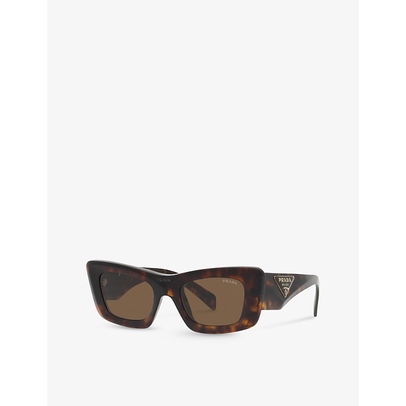 Shop Prada Women's Brown Pr 13zs Cat-eye Acetate Sunglasses