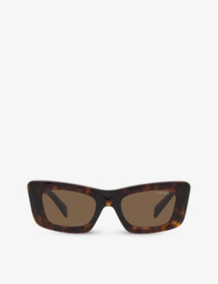 Prada Pr 13zs 2au06b Cat Eye Sunglasses In Brown