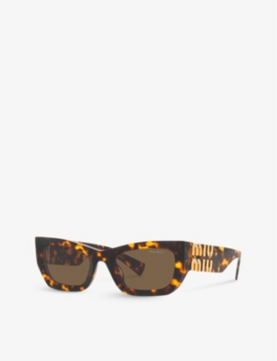 Miu Miu Womens Yellow Mu 09ws Rectangular-frame Acetate Sunglasses In Yellow