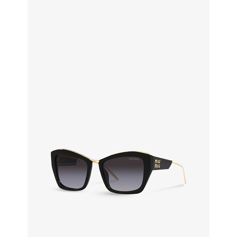 Shop Miu Miu Women's Black Mu 02ys Cat-eye Acetate Sunglasses