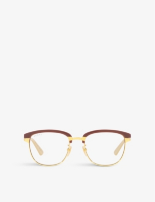 GUCCI: GG1132S rectangular-frame metal optical glasses