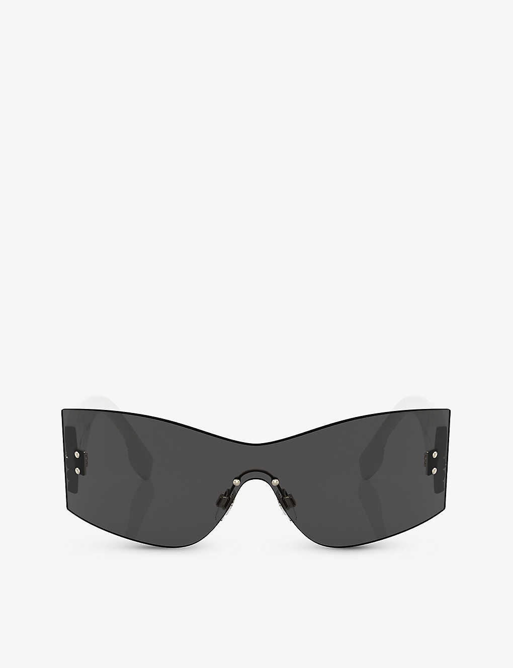 Shop Burberry Women's Grey Be3137 Bella Rectangle-frame Metal Sunglasses