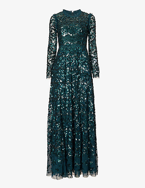 NEEDLE AND THREAD: Alicia sequin-embellished recycled polyester gown