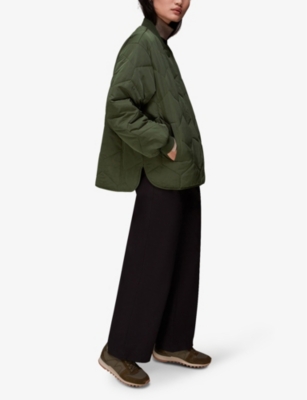 Whistles Ida Short Quilted Jacket In Khaki/olive