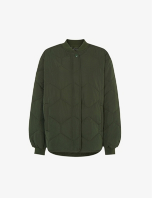 Whistles Ida Short Quilted Jacket In Khaki