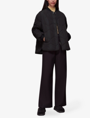 Whistles Womens Black Ida Diamond-quilted Recycled-polyester Coat In Black