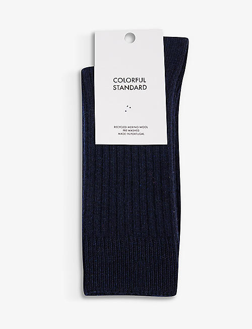 COLORFUL STANDARD: Ribbed-edge recycled-merino wool socks