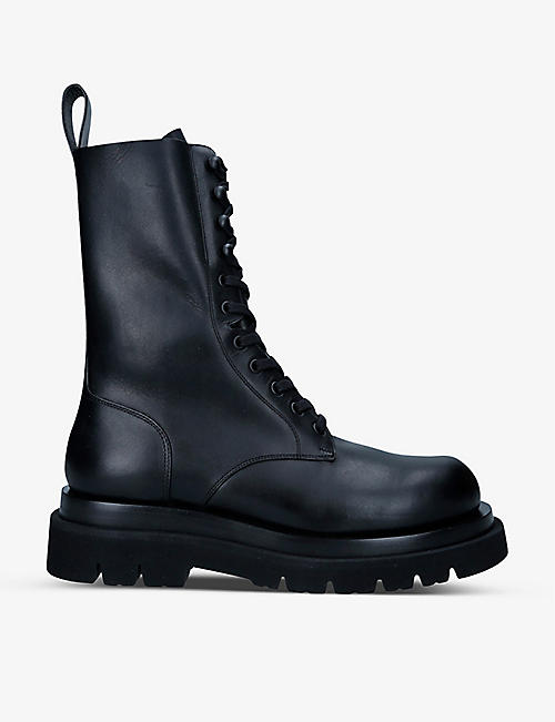 BOTTEGA VENETA: Lug lace-up leather combat boots