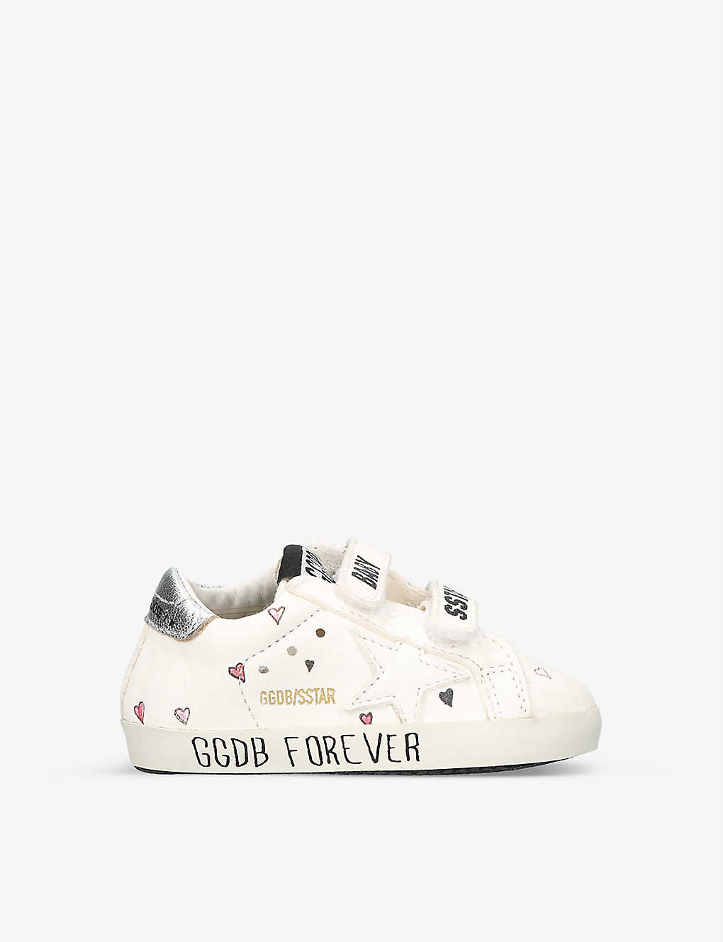 Golden Goose Kids' Baby Star Heart-print And Star Leather Trainers 4 Months - 2 Years In White/oth