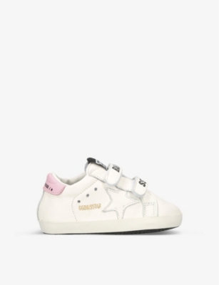 Golden Goose Leather Baby School Trainers In White/oth