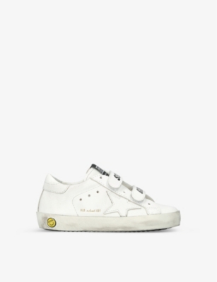 GOLDEN GOOSE: Old Skool distressed leather low-top trainers 6 months-5 years