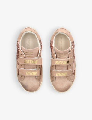 Shop Golden Goose Girls Pink Kids Old Skool Glitter Leather Trainers 6 Months-5 Years