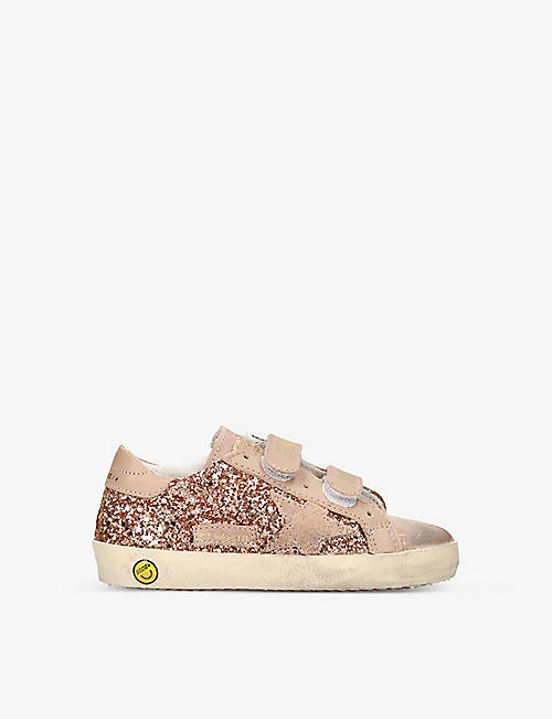 GOLDEN GOOSE: Old Skool glitter leather trainers 6 months-5 years
