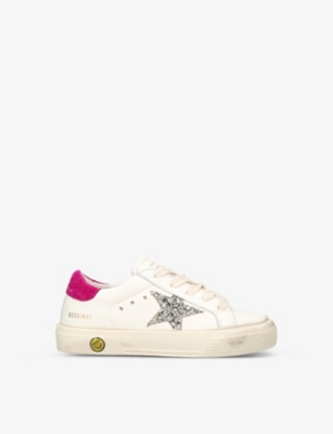 Golden Goose Kids' May Glitter Star-embellished Leather Trainers 6 Months-5 Years In White