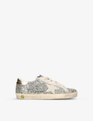 Golden Goose Boys Silver Kids Super Star Glitter Woven Trainers 9-10 Years
