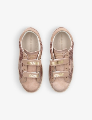 Shop Golden Goose Girls Pink Kids Old School Glitter And Suede Trainers 6-9 Years