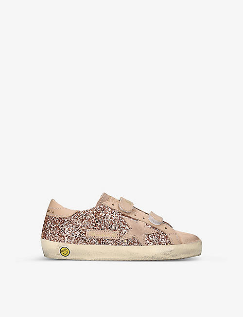 GOLDEN GOOSE: Old School glitter and suede trainers 6-9 years