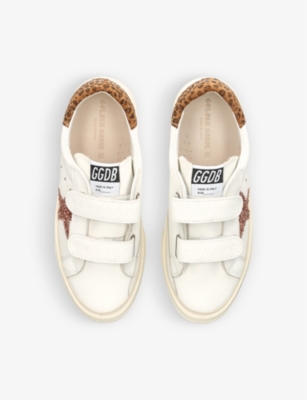 Shop Golden Goose Girls White/oth Kids May School Glitter Star And Leopard-print Heel Leather Trainers 6-