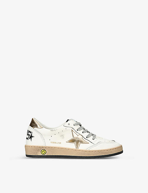 GOLDEN GOOSE: Ballstar metallic star-embellished leather trainers 6-9 years