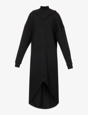 WEINSANTO: V-neck asymmetric-hem cotton midi dress