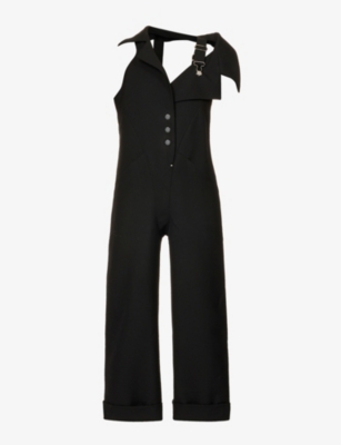 WEINSANTO: Asymmetric folded-hems wool jumpsuit