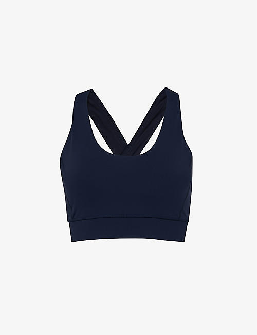 WHISTLES: Cross-back recycled-nylon sports bra
