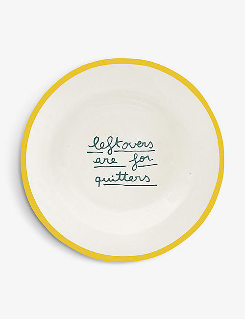LAETITIA ROUGET: Leftovers Are For Quitters hand-made stoneware plate 20cm