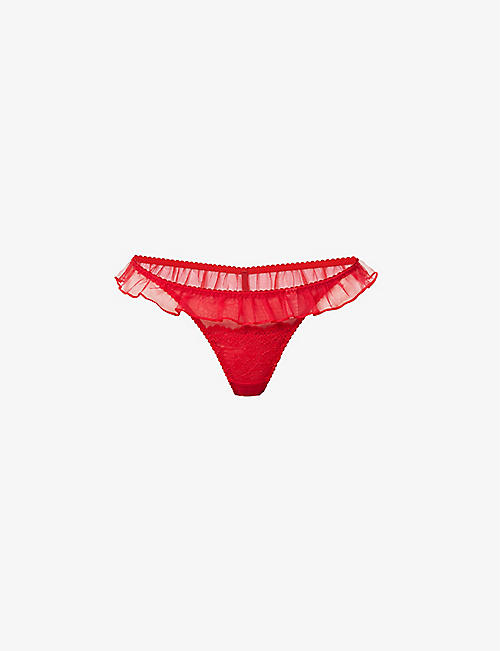 MYLA: Elm Row frilled mid-rise stretch-lace thong