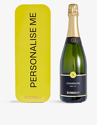 SELFRIDGES SELECTION: Logo-embossed personalised tin and Champagne Brut NV 750ml